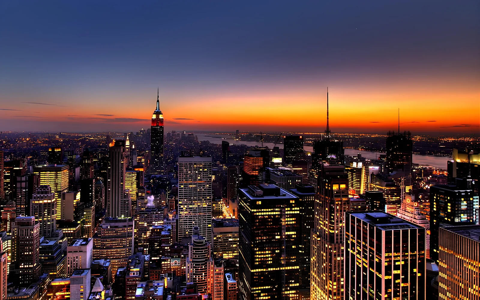 New York skyline at sunset